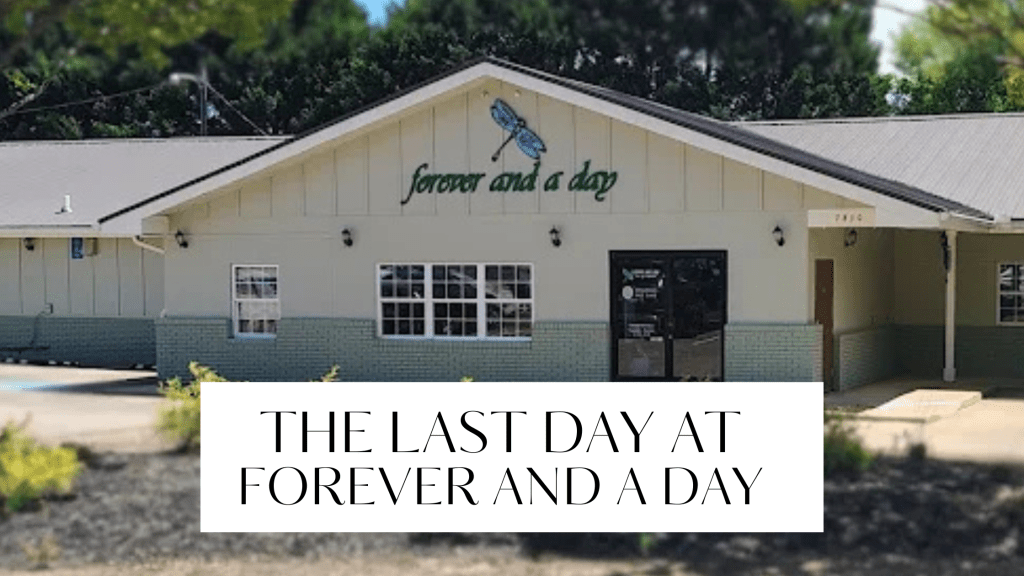Storefront of Forever And A Day metaphysical shop on its final day, March 22, with closing signage and last-day atmosphere